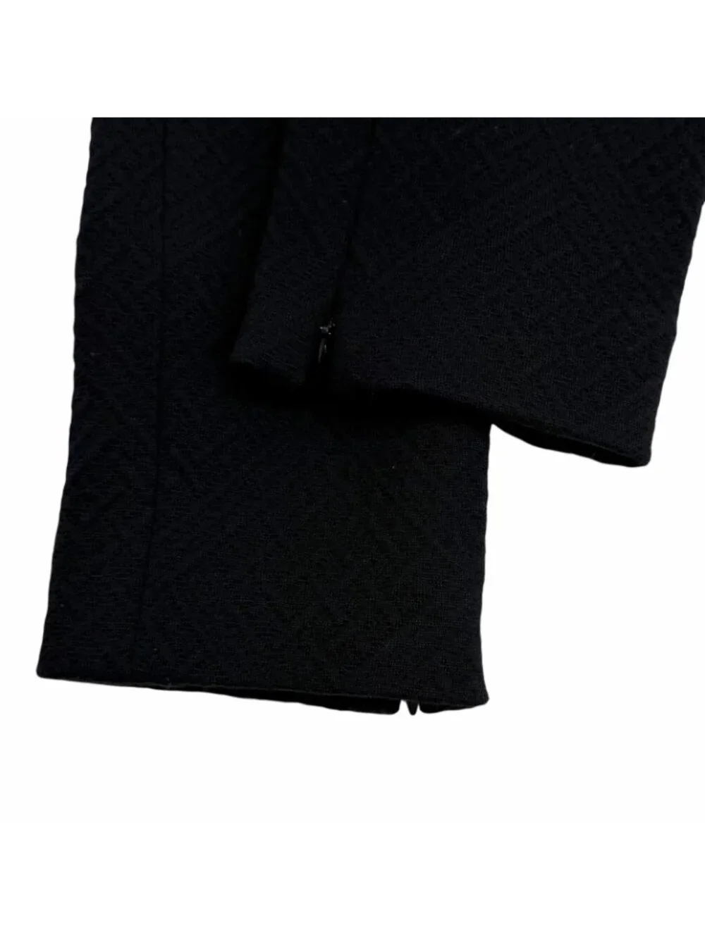 Chanel CC Logo Rhinestone Button Wool Pants Black 36